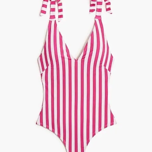 J. Crew Other - J Crew Women's  Plus Size Striped Tie-Shoulder‎ Pink Swimsuit